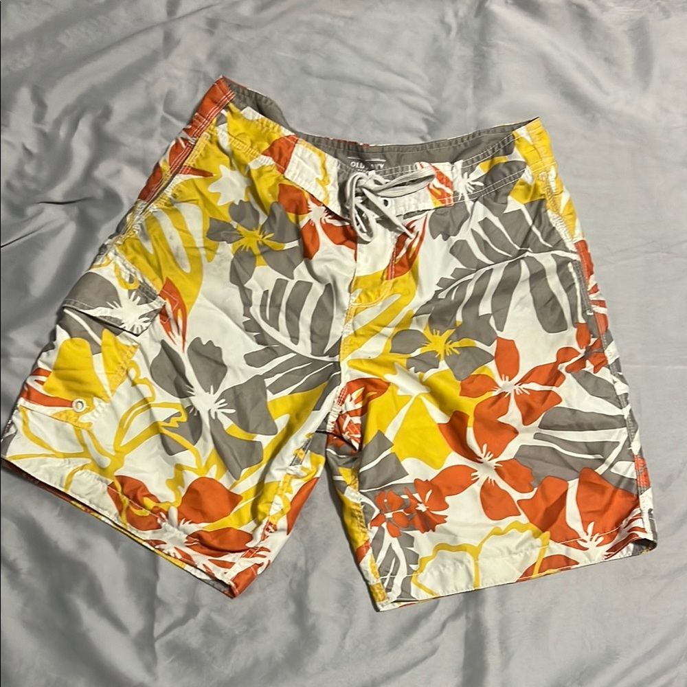 Old Navy Orange Yellow Board Shorts Vibrant Swimwear